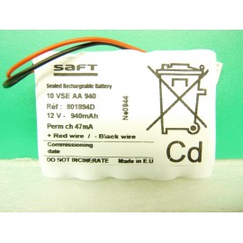 SAFT PACK Batterie NiCd 12V 940mAh - 10VSEAA940 - 801894 - Quiatil Plus
