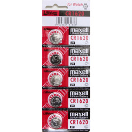 MAXELL Pile Bouton Lithium 3V - CR1620 - Carte de 5