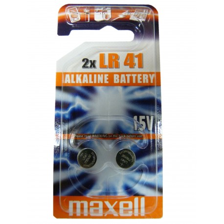 MAXELL Pile Bouton Alcaline - LR41 – 192 - LR736 - AG3 - Blister de 2