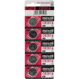 Maxell Pile Bouton Lithium - CR2016 Standard - BATLI07 - Carte de 5