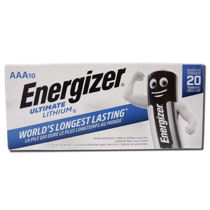 Boite de 10 piles ENERGIZER L92 - Format LR03 - AAA - Ultimate - Lithium - 1.5V