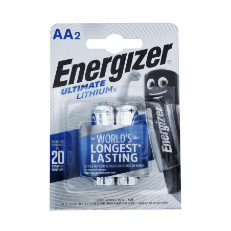 Piles ENERGIZER L91 - Format LR6 - AA Ultimate - Blister de 2 piles - Lithium - 1.5V